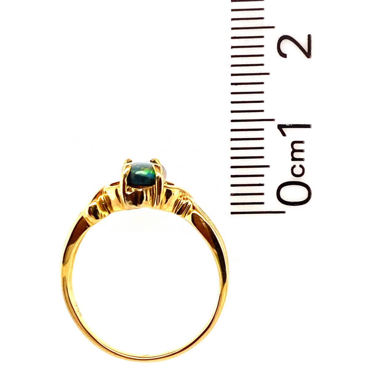 Bird Songs - 18k Yellow Gold Solid Black Opal Ring 388 - Image 11