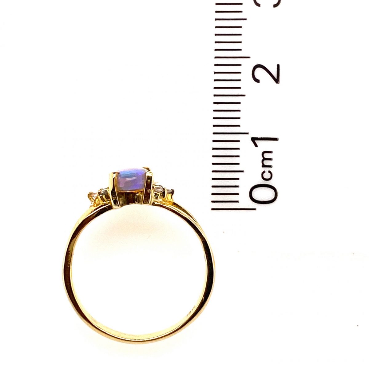 Dreaming of Violet - 18k Yellow Gold Solid White Opal Ring with Diamonds 358 - Image 10