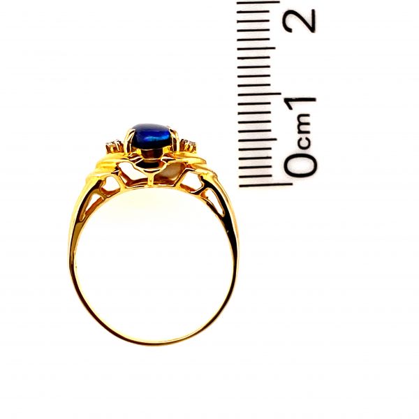 Chasing Waterfalls - 18k Yellow Gold Solid Black Opal Ring 346 - Image 11