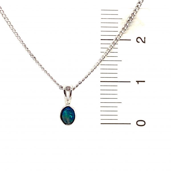 Yuki - Sterling Silver Solid Black Opal Petite Necklace 130-1 - Image 9