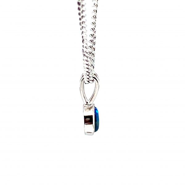 Yuki - Sterling Silver Solid Black Opal Petite Necklace 130-1 - Image 6