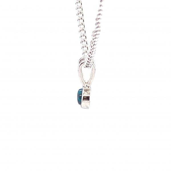 Nami - Sterling Silver Solid Black Opal Petite Necklace 129-3 - Image 7