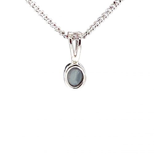 Sora - Sterling Silver  Solid Black Opal Necklace 129-2 - Image 5