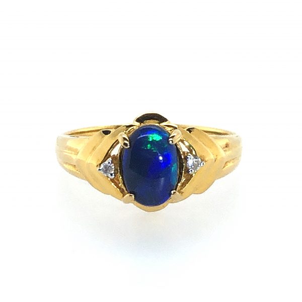 Chasing Waterfalls - 18k Yellow Gold Solid Black Opal Ring 346 - Image 7