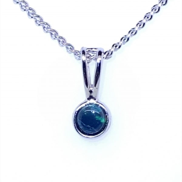 Nami - Sterling Silver Solid Black Opal Petite Necklace 129-3 - Image 3
