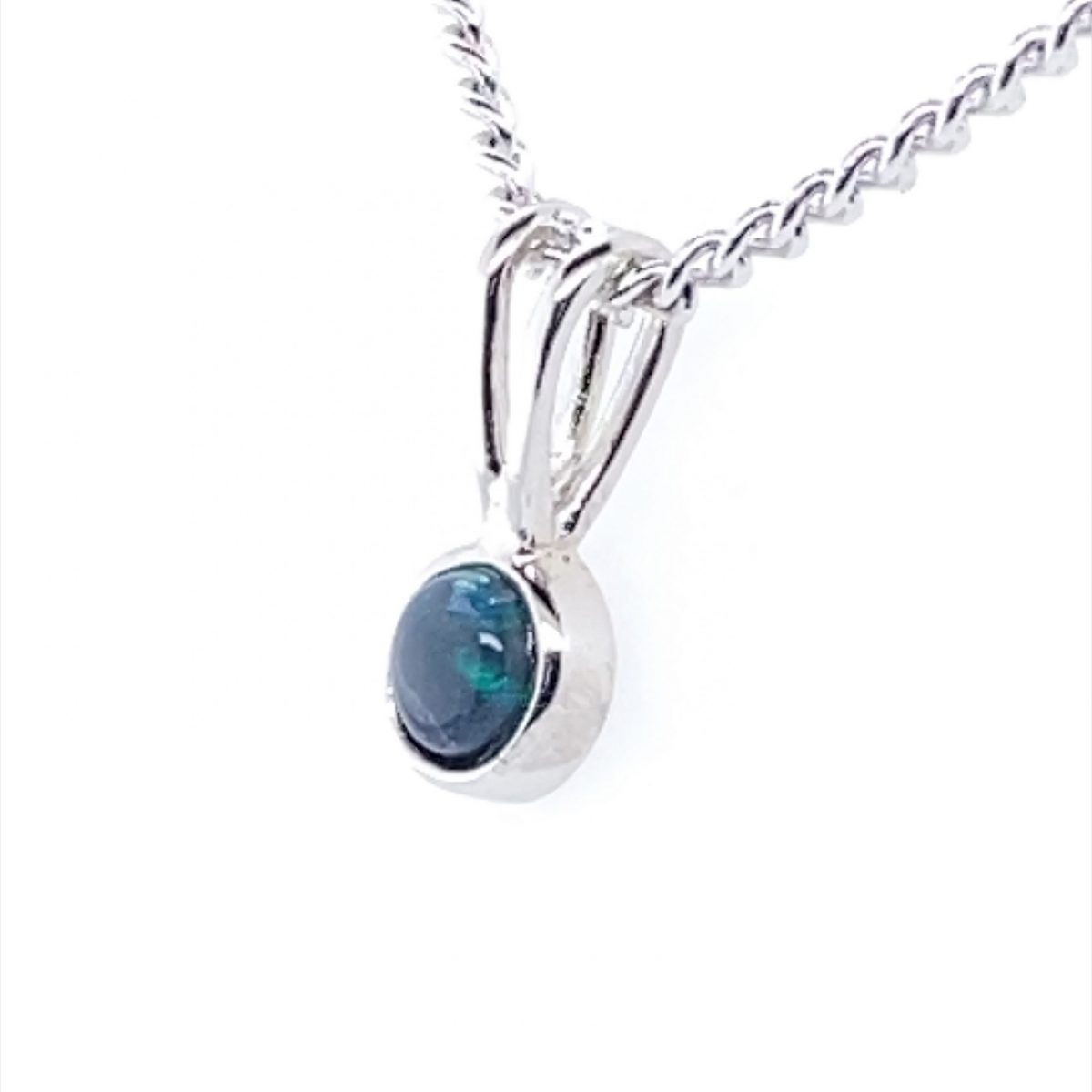 Nami - Sterling Silver Solid Black Opal Petite Necklace 129-3 - Image 5