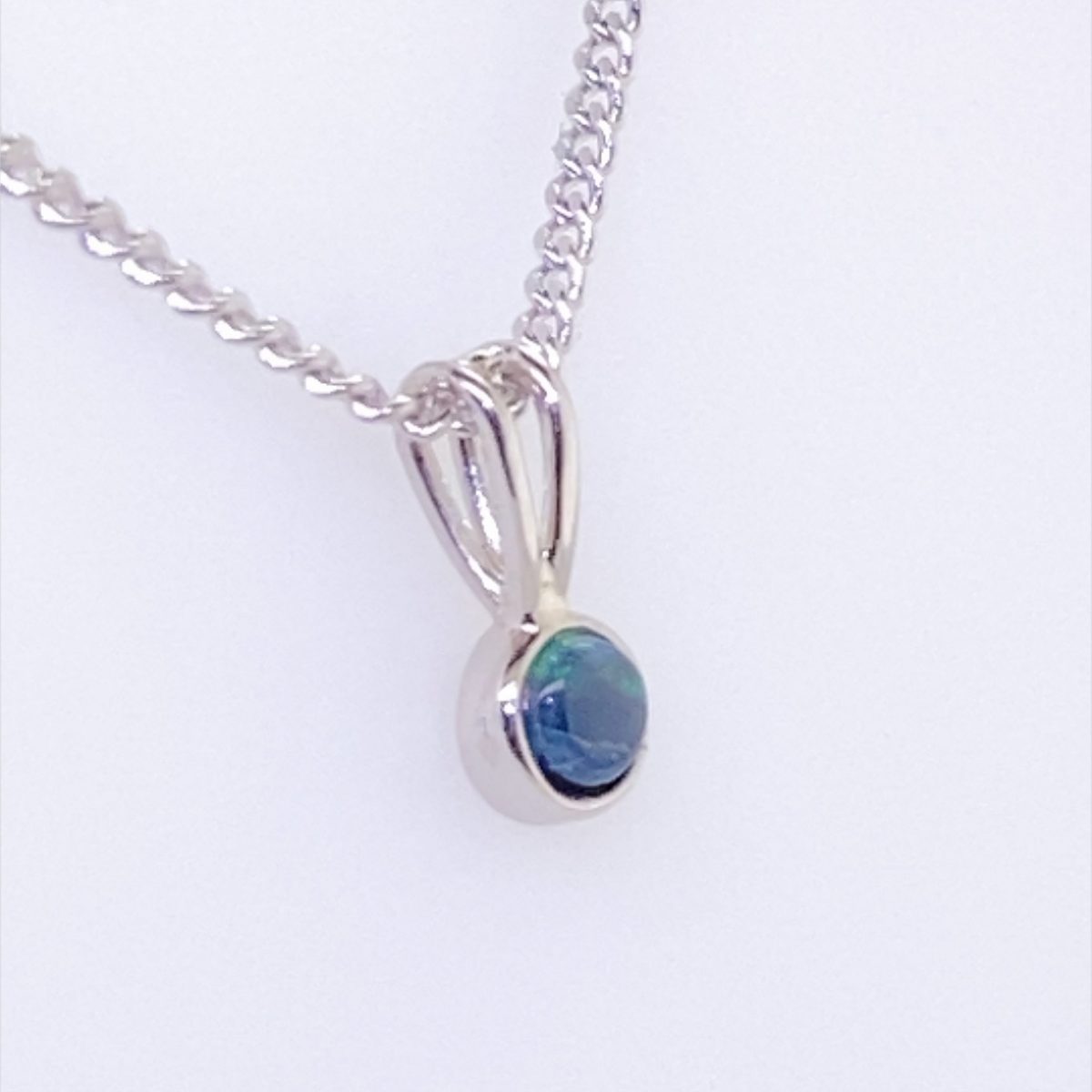 Nami - Sterling Silver Solid Black Opal Petite Necklace 129-3 - Image 9