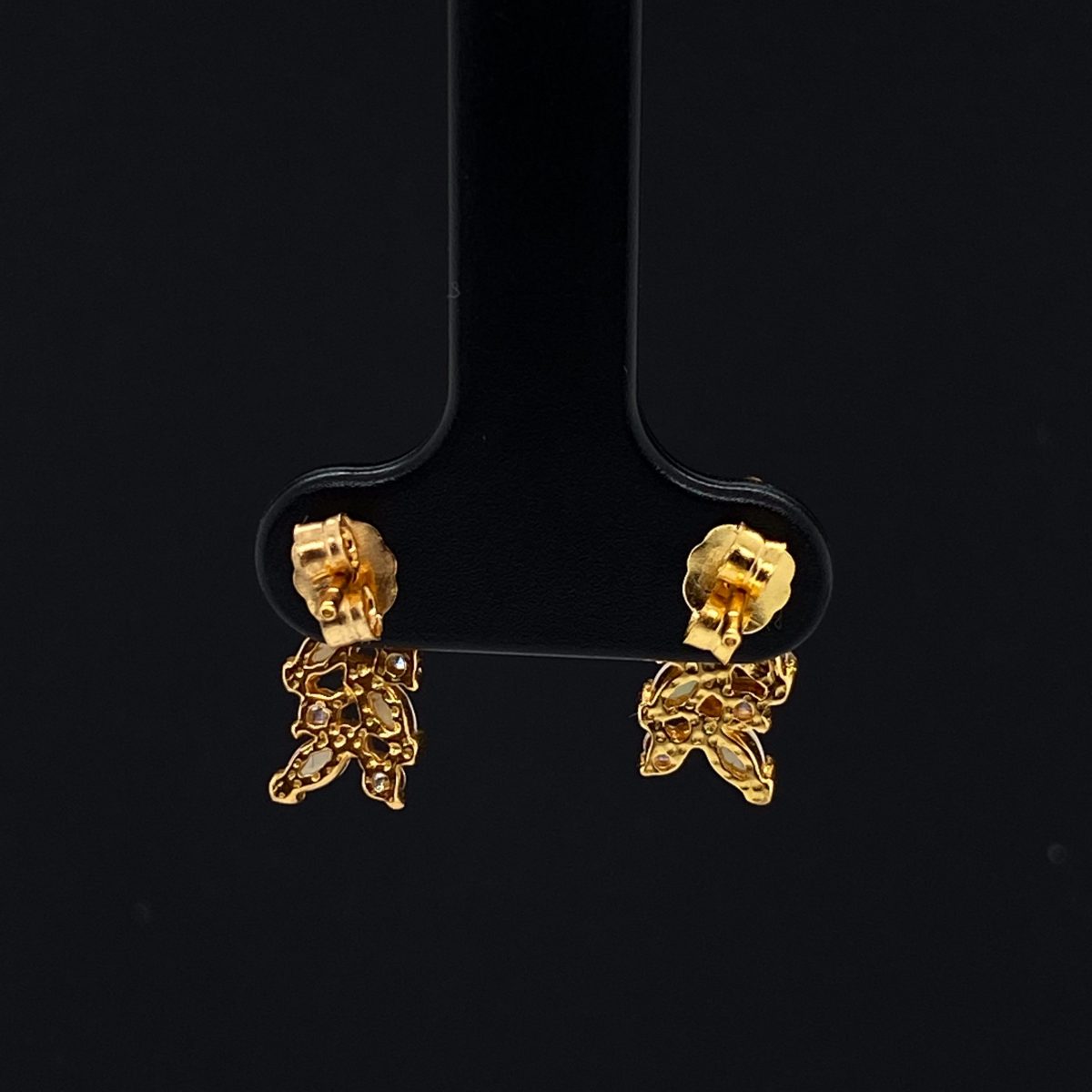 Dancing Petals - Gold Plated Sterling Silver  Solid White Opal Earring 342 - Image 8