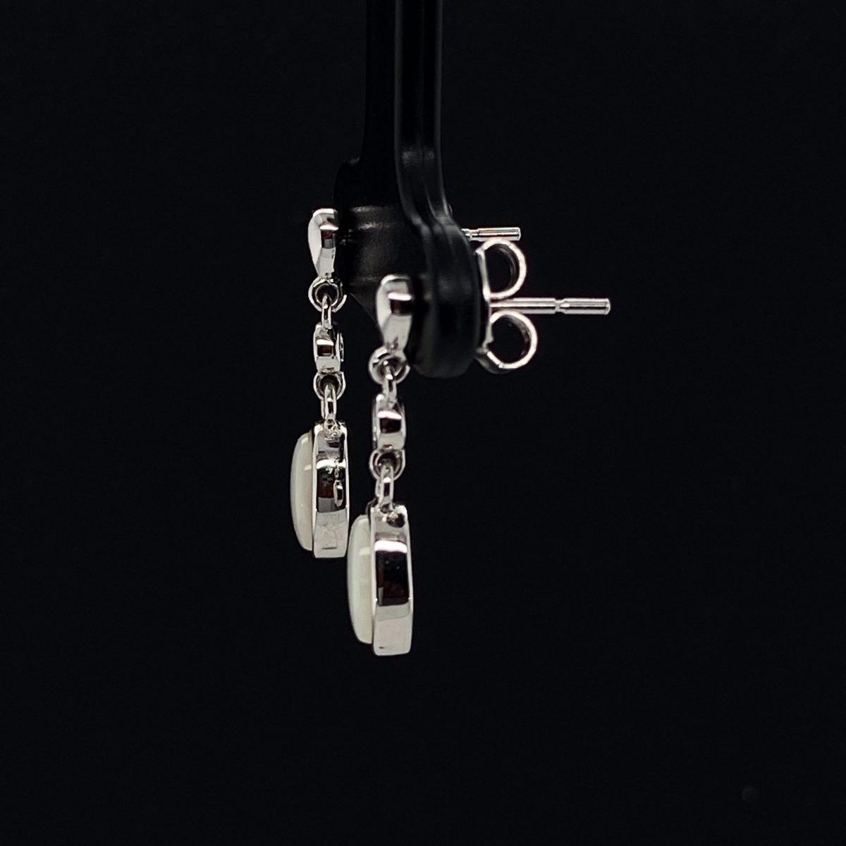 Milky Way  Sterling Silver  Solid White Opal Earring 370 - Image 5