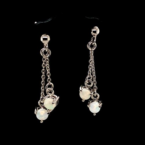 Dangling Rainbow - Sterling Silver  Solid White Opal Earring 020 - Image 5
