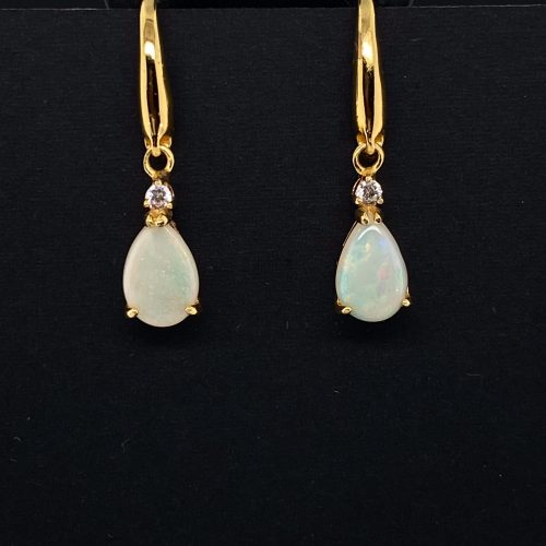 Wishing Star - Gold Plated Sterling Silver  Solid White Opal Earring 341a outlet - Image 11