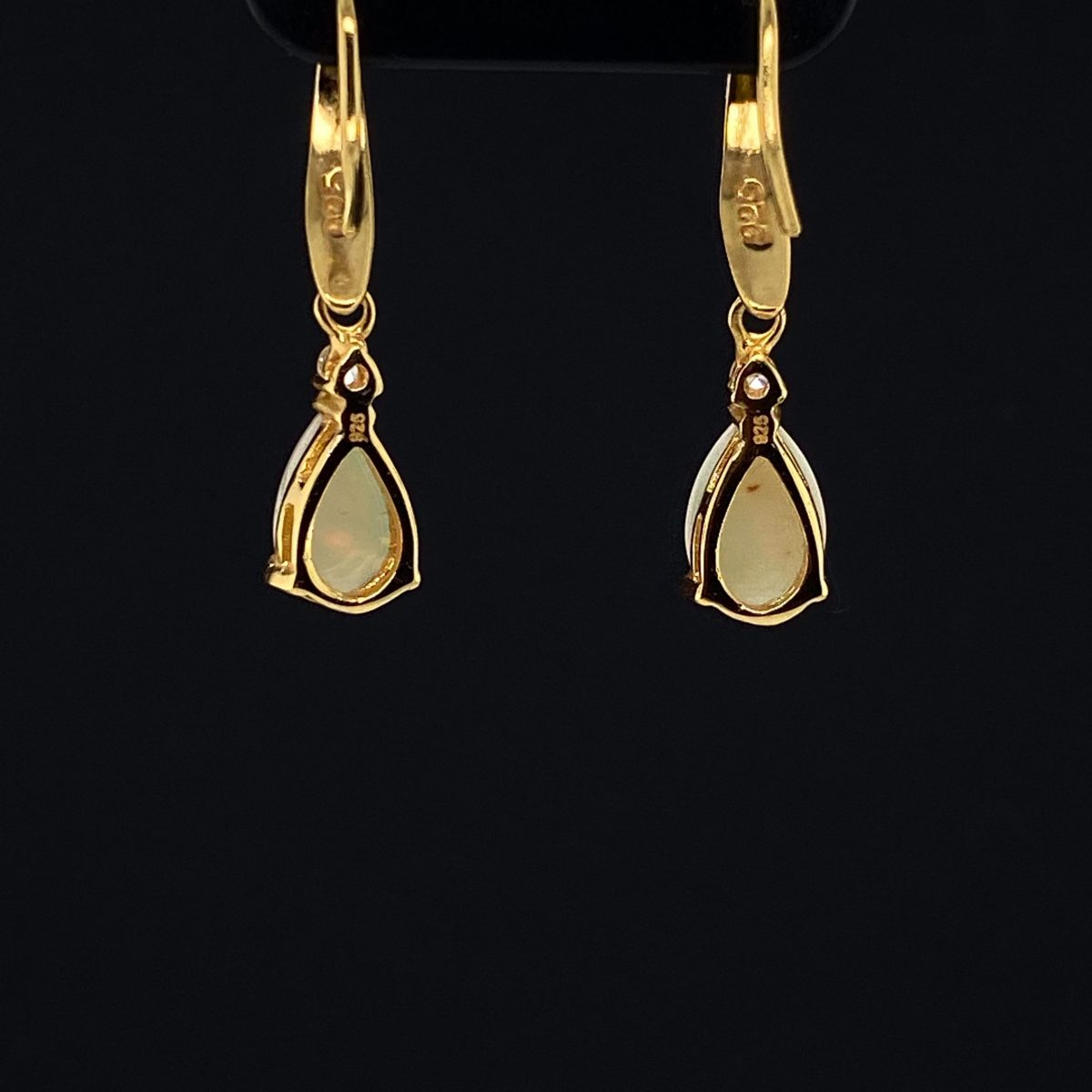 Wishing Star - Gold Plated Sterling Silver  Solid White Opal Earring 341a outlet - Image 8