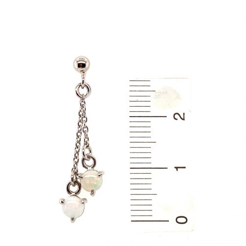 Dangling Rainbow - Sterling Silver  Solid White Opal Earring 020 - Image 11