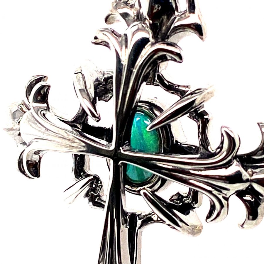 Silver Solid  Black Rhodium Black Opal Necklace 2 - Image 2
