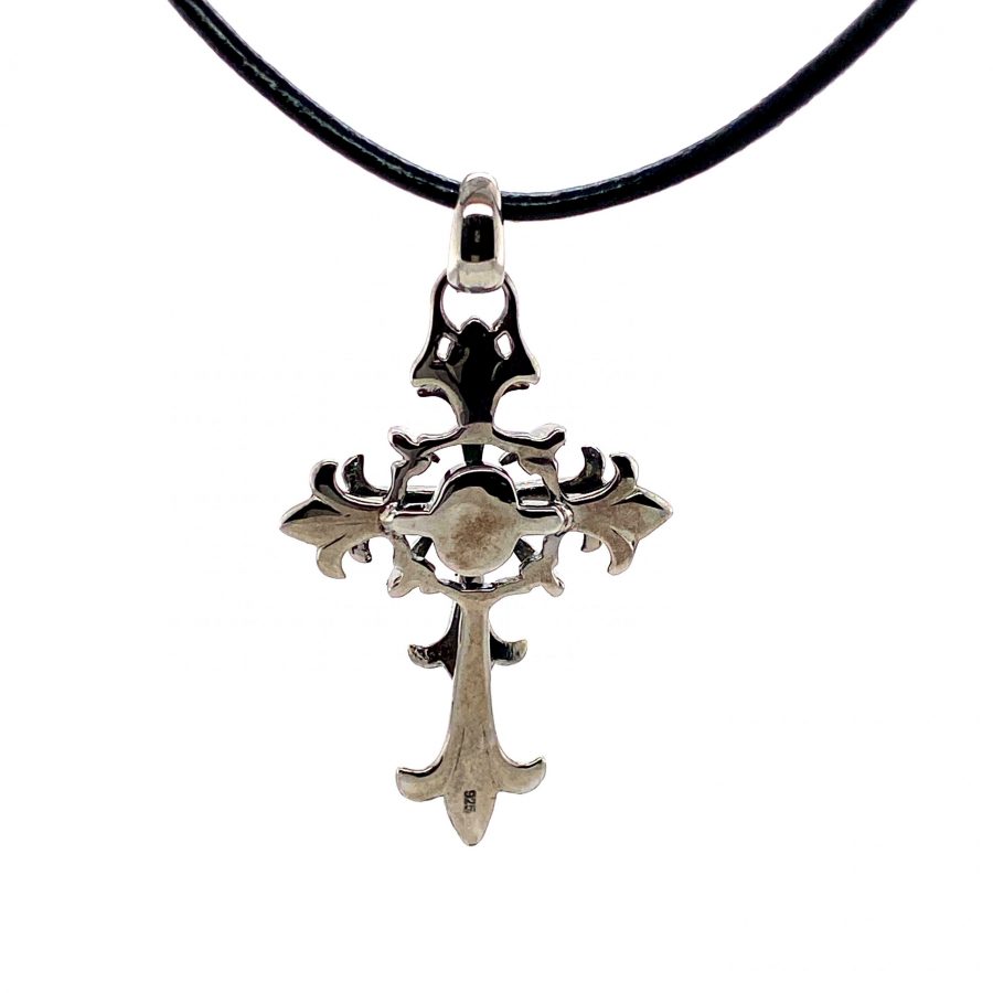 Silver Solid  Black Rhodium Black Opal Necklace 2 - Image 3