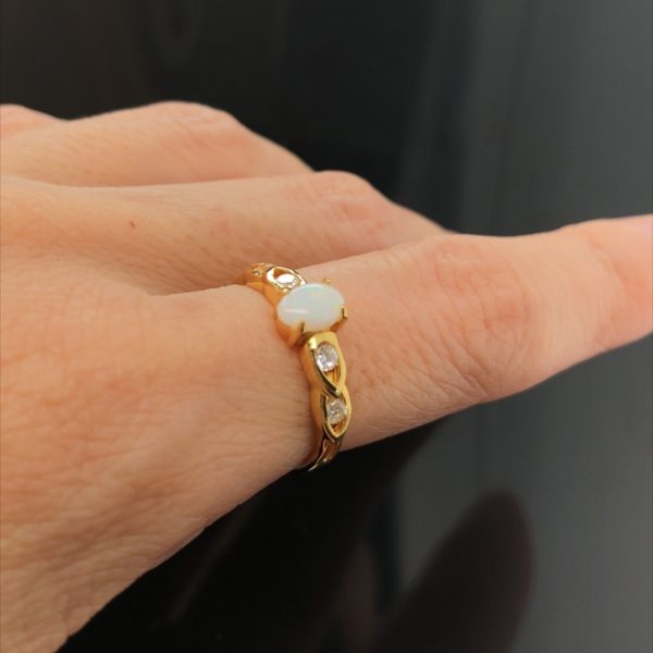 Miami - Gold Plated Sterling Silver White Opal Ring 078 - Image 6