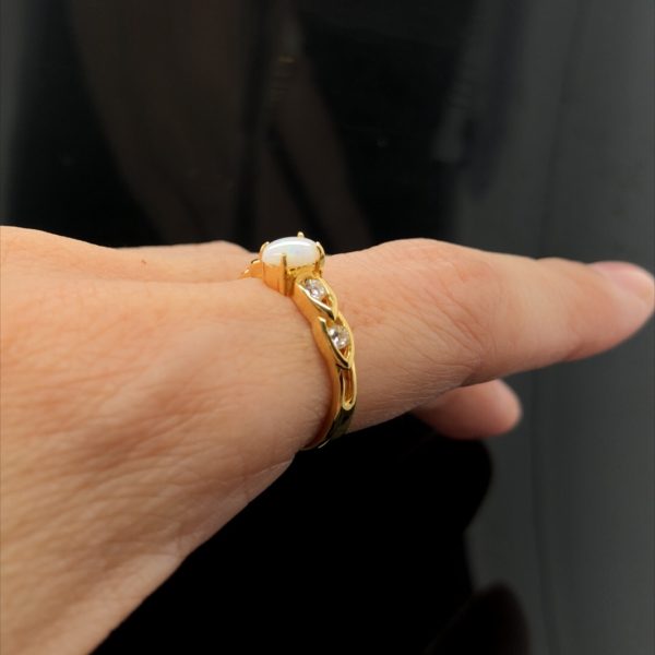 Miami - Gold Plated Sterling Silver White Opal Ring 078 - Image 8