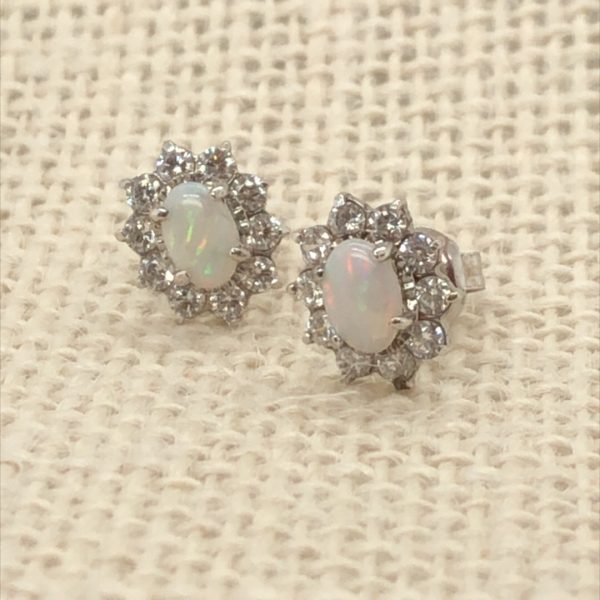 Sunflower- Sterling Silver  Solid White Opal Earring 326 - Image 5
