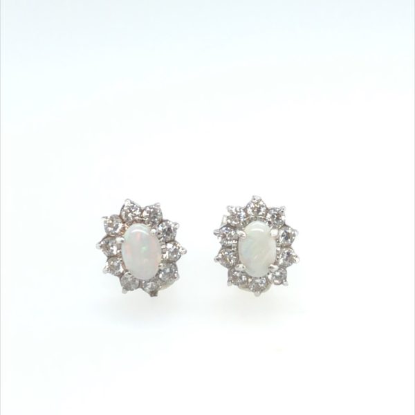 Sunflower- Sterling Silver  Solid White Opal Earring 326 - Image 6