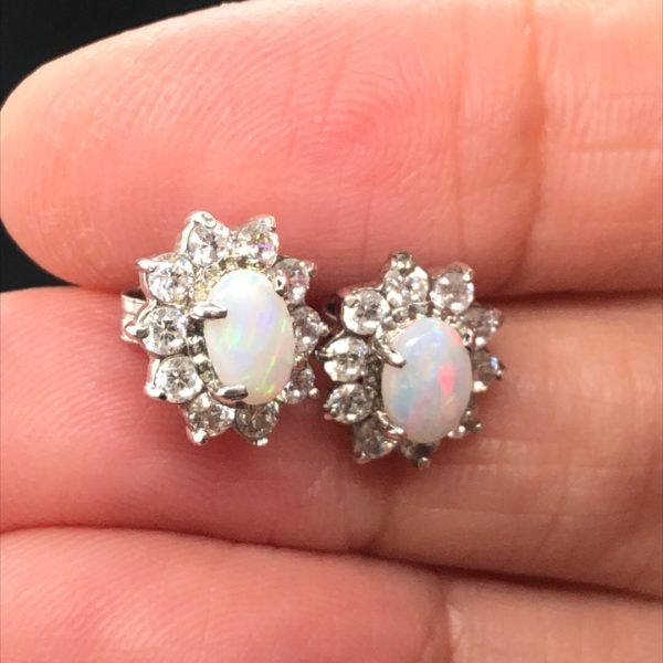 Sunflower- Sterling Silver  Solid White Opal Earring 326 - Image 11