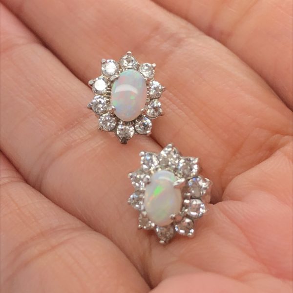 Sunflower- Sterling Silver  Solid White Opal Earring 326 - Image 12