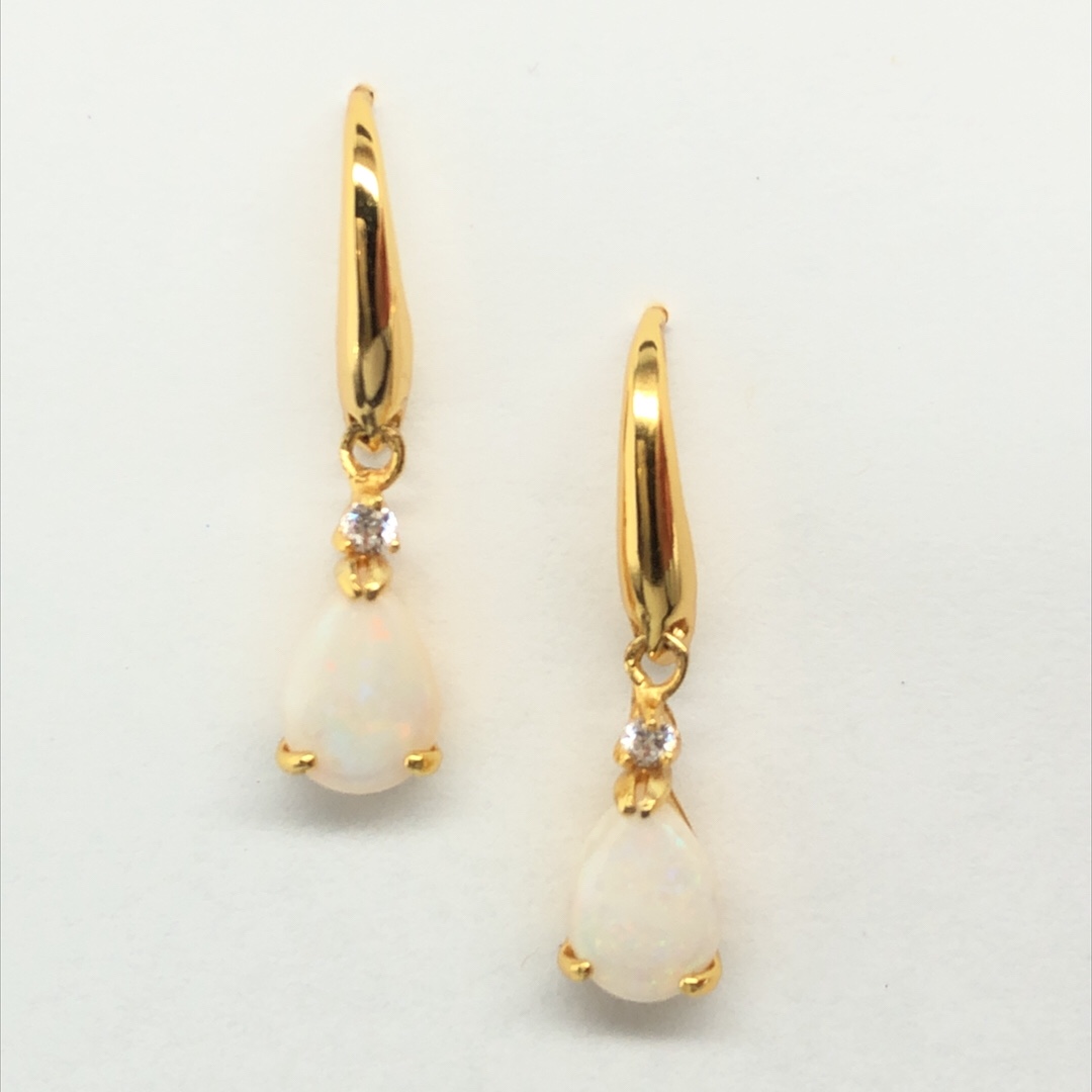 Wishing Star - Gold Plated Sterling Silver  Solid White Opal Earring 341a outlet - Image 6