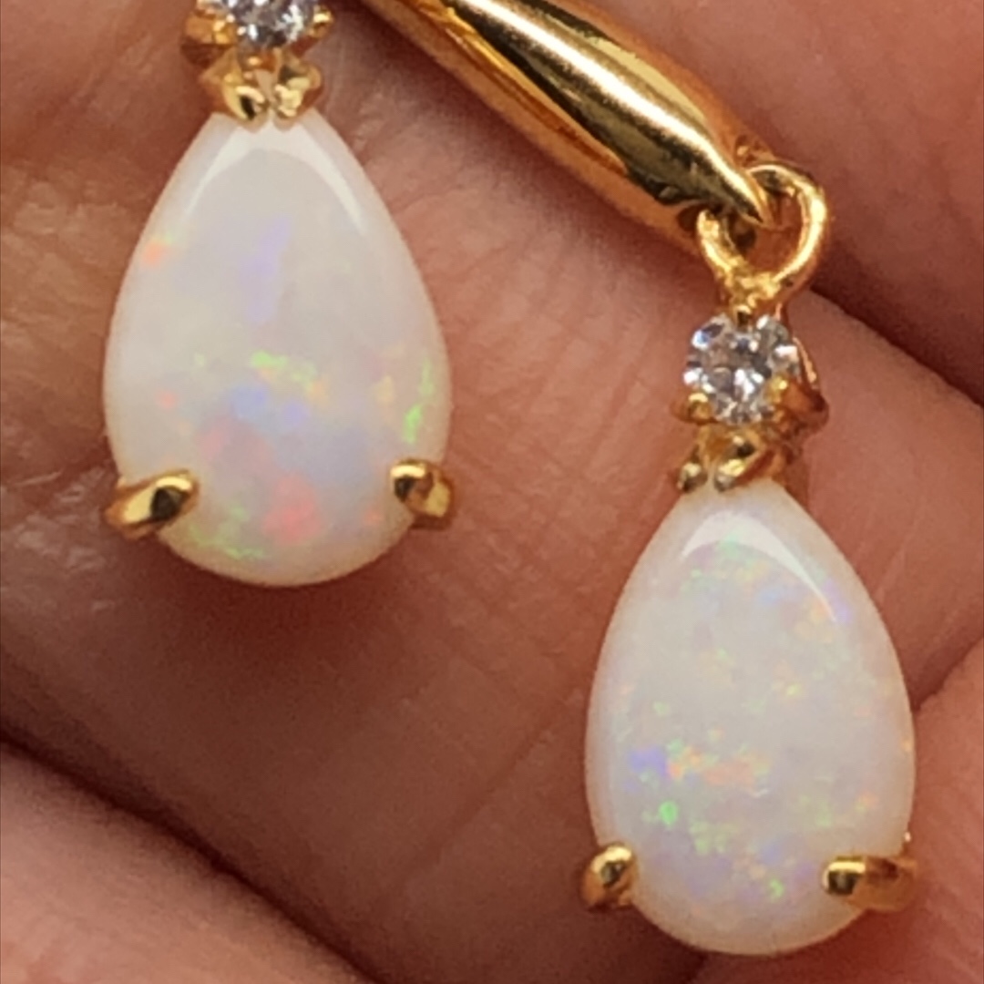 Wishing Star - Gold Plated Sterling Silver  Solid White Opal Earring 341a outlet - Image 7