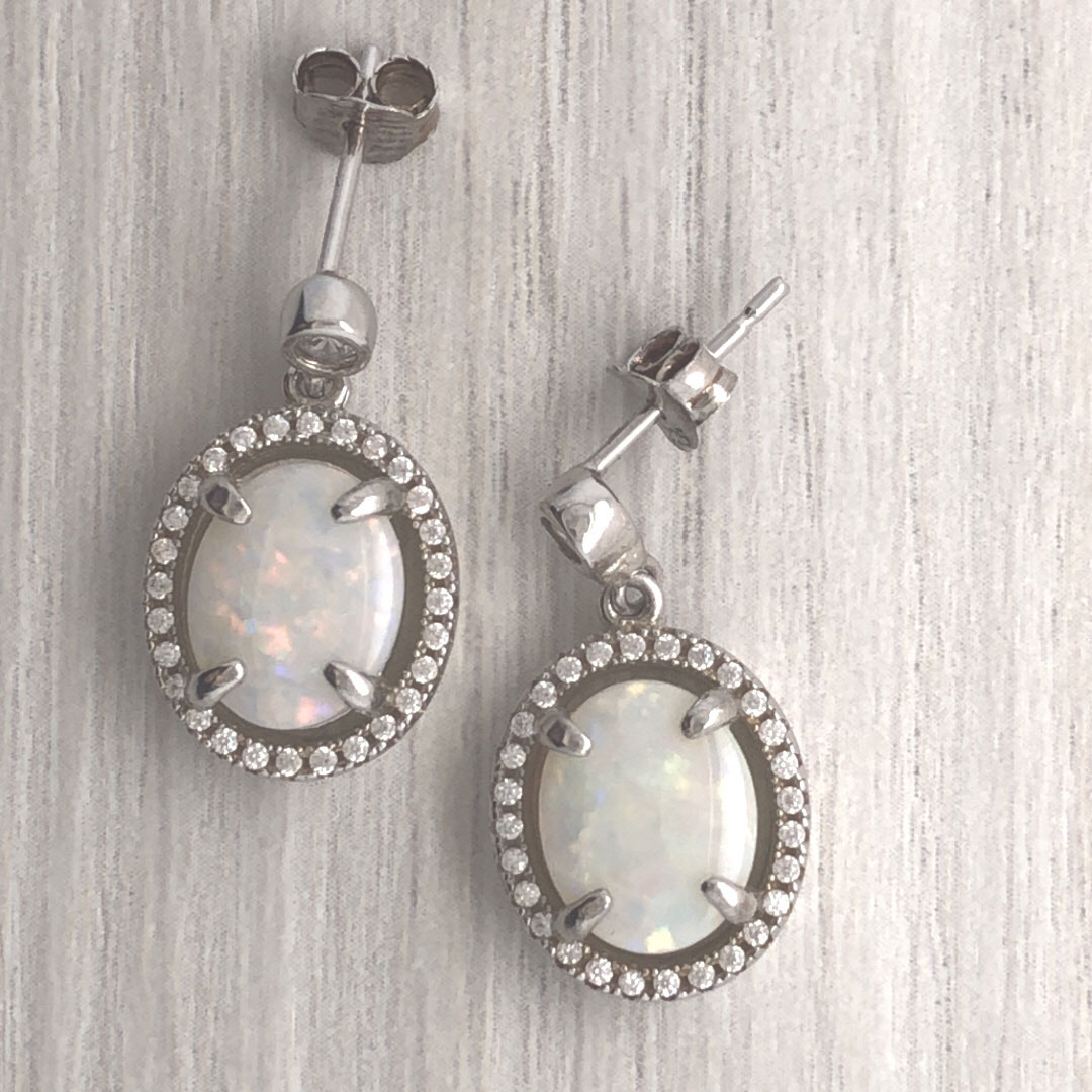 Dazzling Starlight - Sterling Silver  Solid White Opal Earring 338 - Image 6