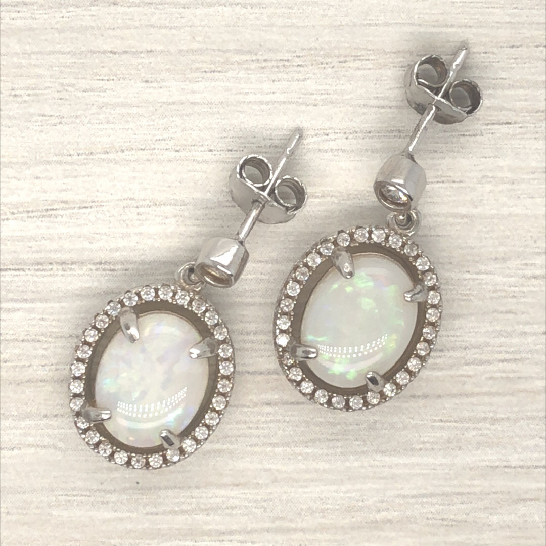 Dazzling Starlight - Sterling Silver  Solid White Opal Earring 338 - Image 4