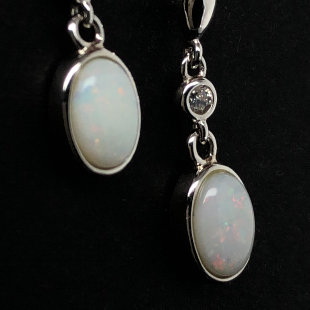 Milky Way  Sterling Silver  Solid White Opal Earring 370 - Image 3