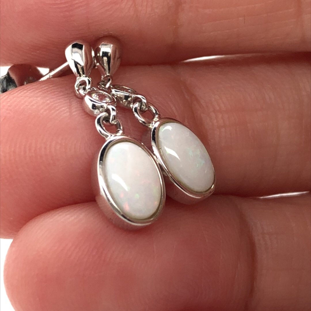Milky Way - Sterling Silver  Solid White Opal Earring 370a - Image 9