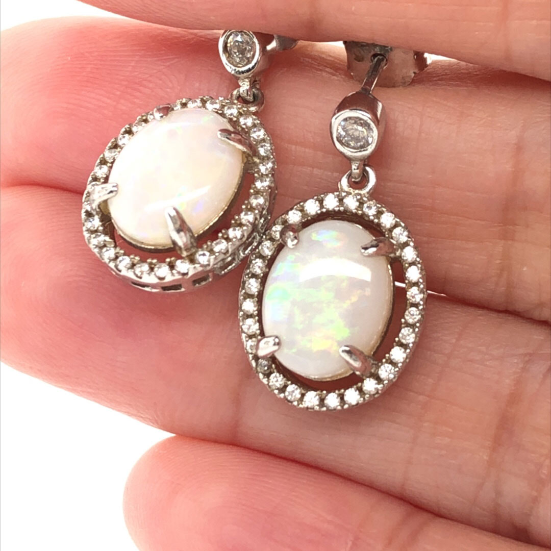 Dazzling Starlight - Sterling Silver  Solid White Opal Earring 338 - Image 2