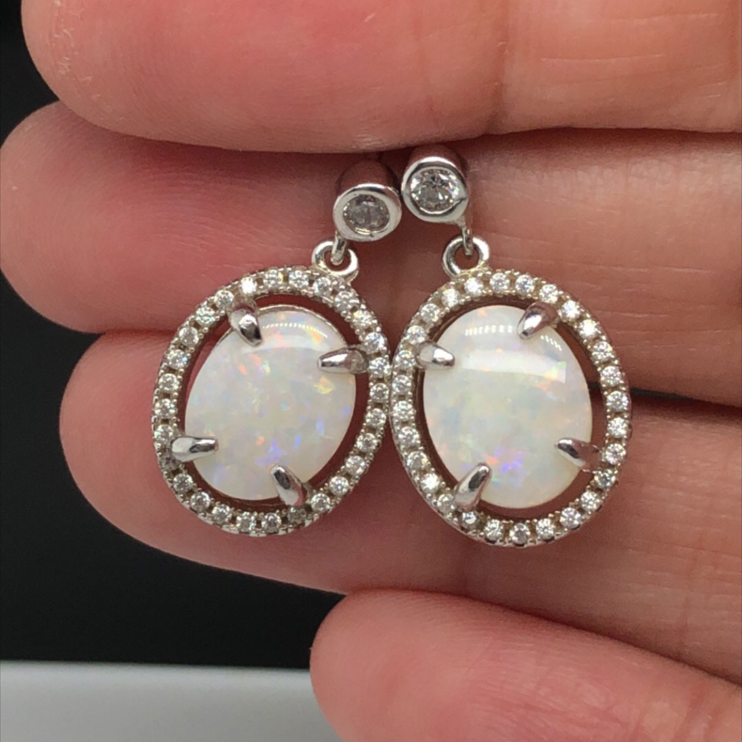 シルバー 天然石ホワイトオパール イヤリング 338b - 画像 (6)