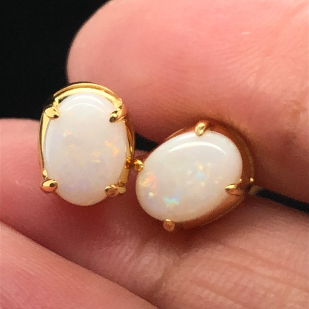 Symphony - Gold Plated Sterling  Solid Silver White Opal Earring 365 - Image 9
