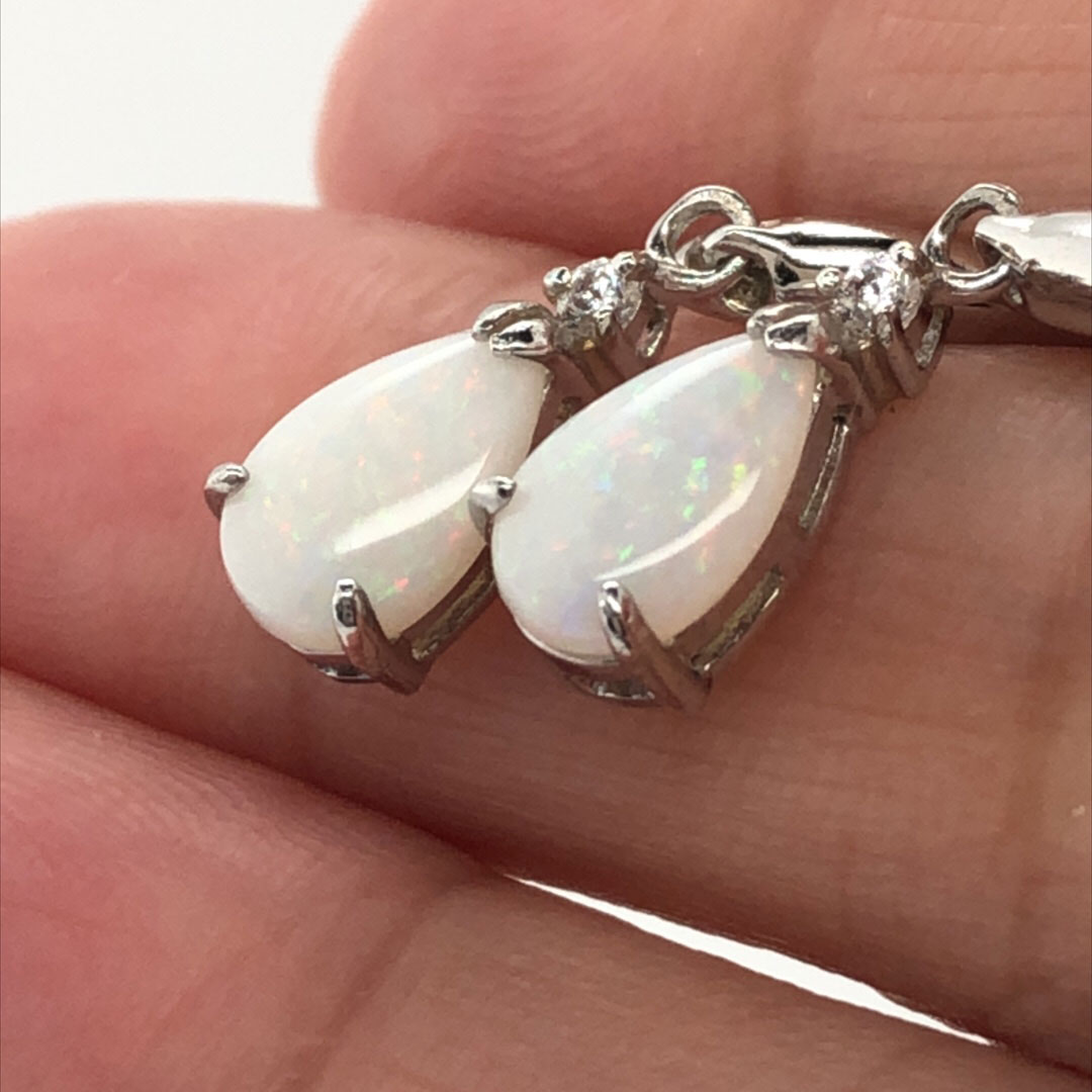 Wishing Star - Sterling Silver  Solid White Opal Earring 305a - Image 8