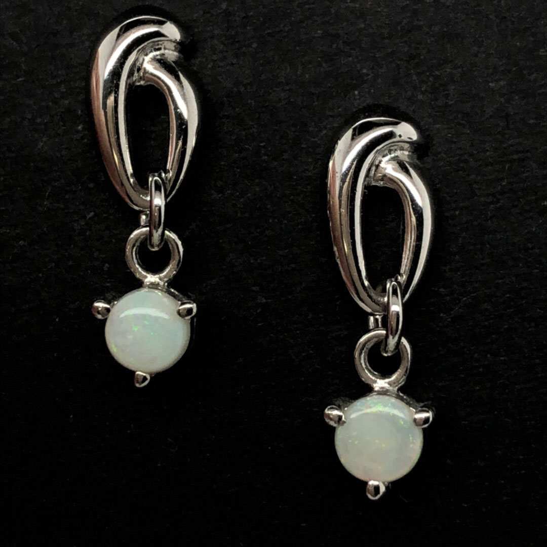 シルバー 天然石 ホワイトオパール イヤリング 036 - 画像 (2)