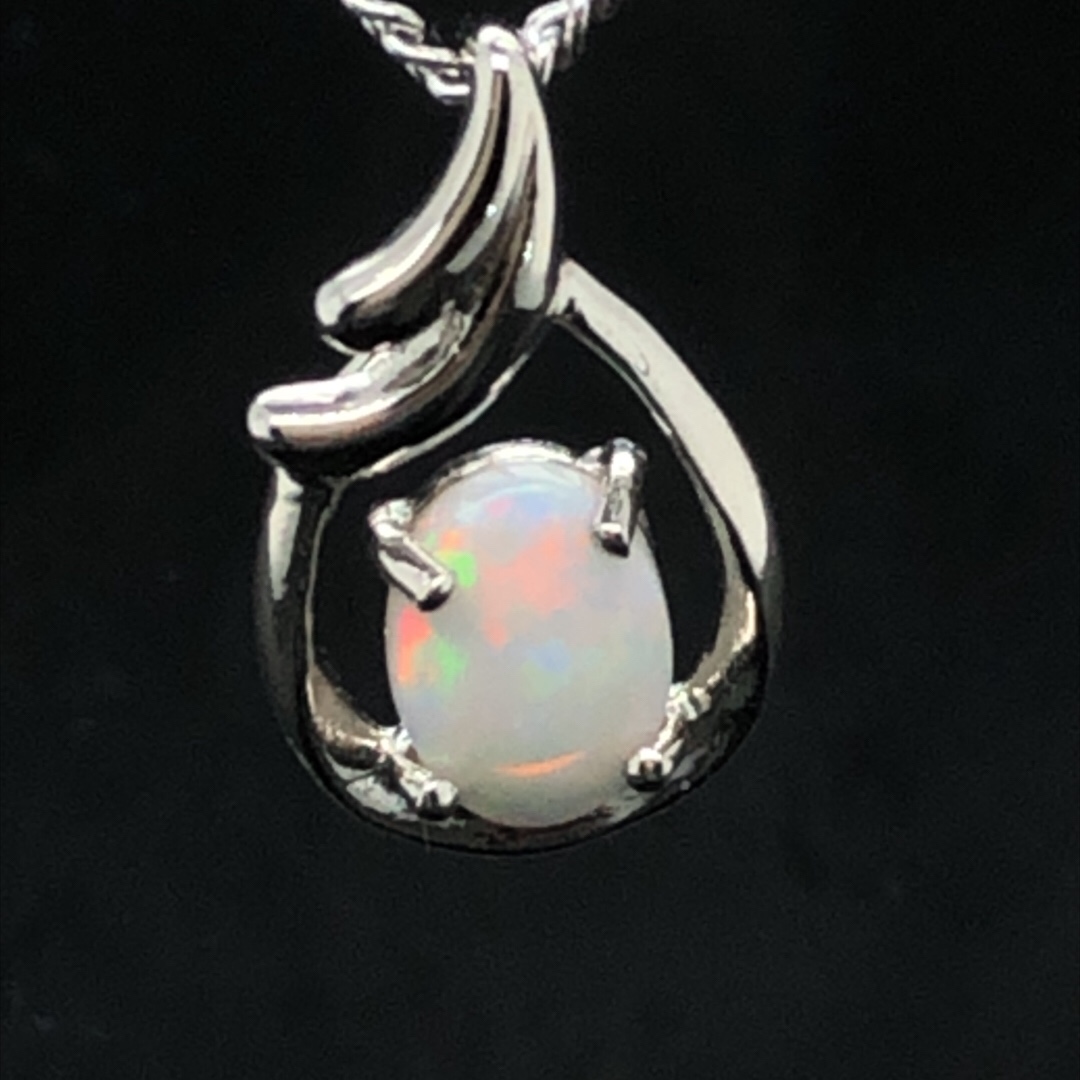 Breeze - Sterling Silver Solid White Opal Necklace 016 - Image 3
