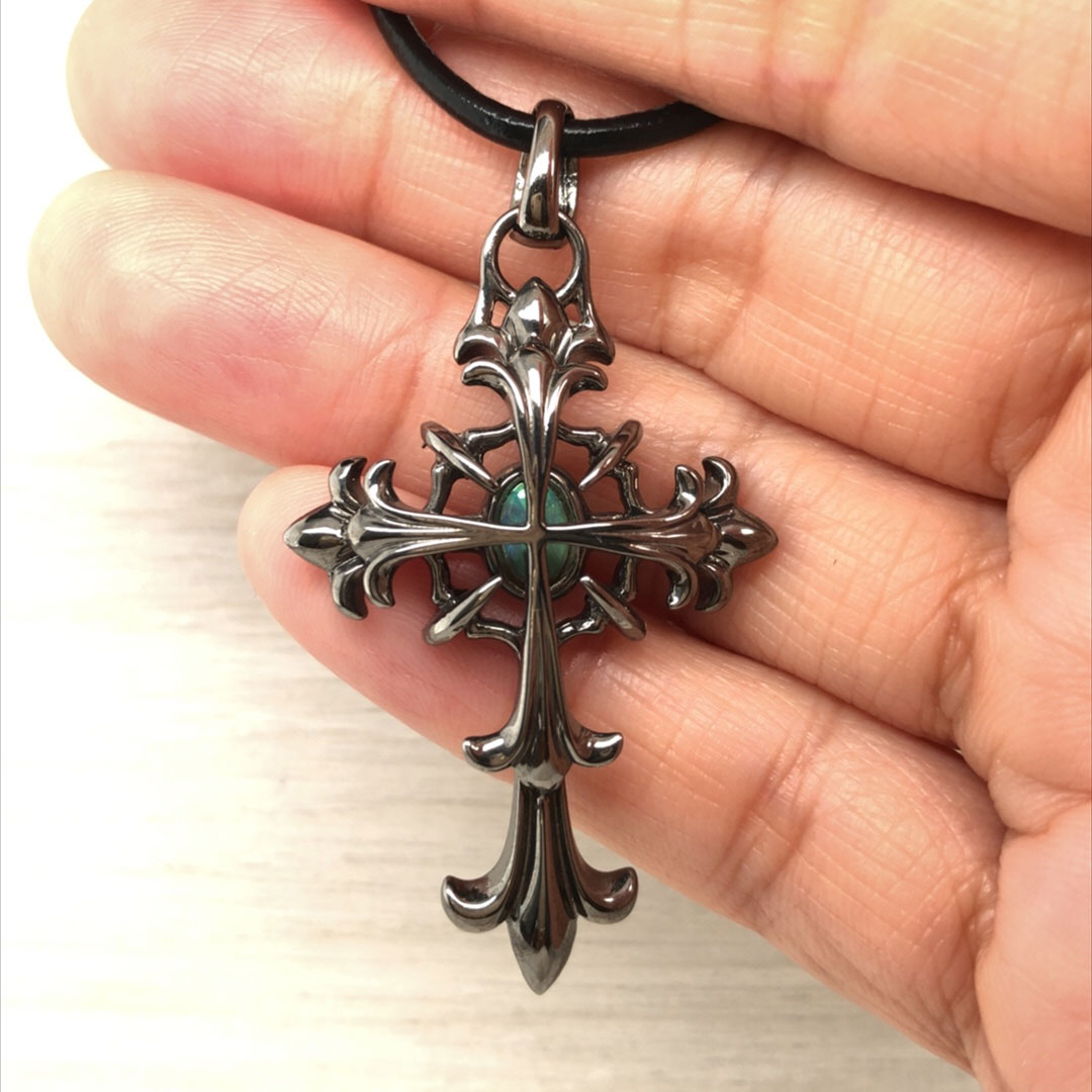 Silver Solid  Black Rhodium Black Opal Necklace 2 - Image 8