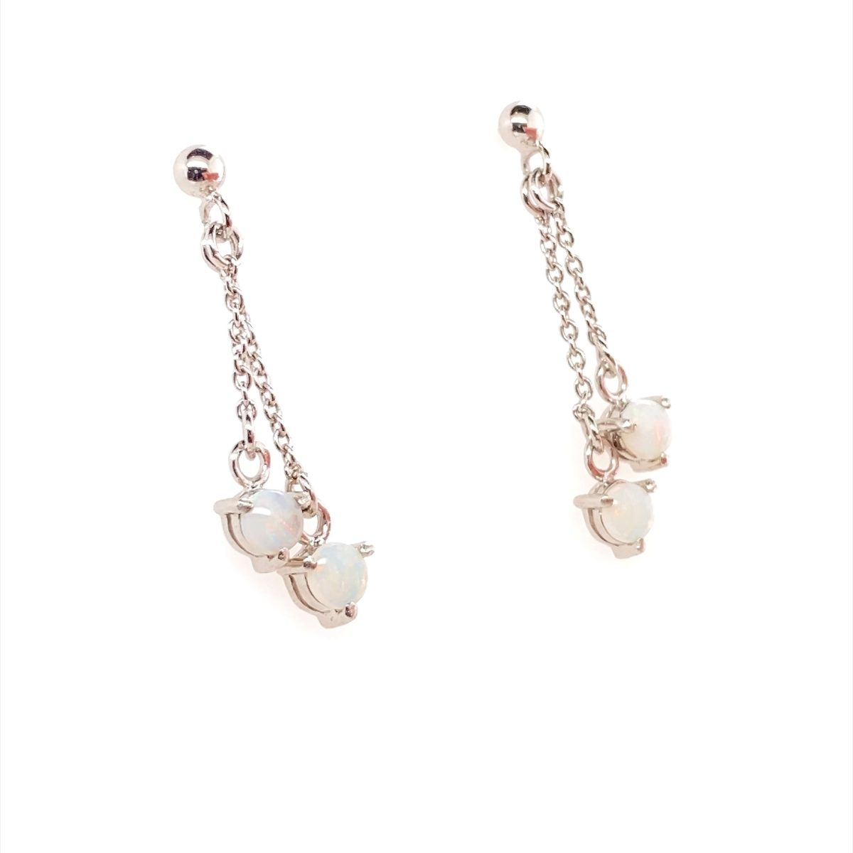 Dangling Rainbow - Sterling Silver  Solid White Opal Earring 020 - Image 9