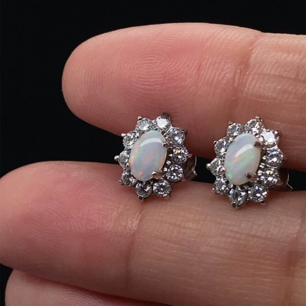 Sunflower- Sterling Silver  Solid White Opal Earring 326 - Image 14
