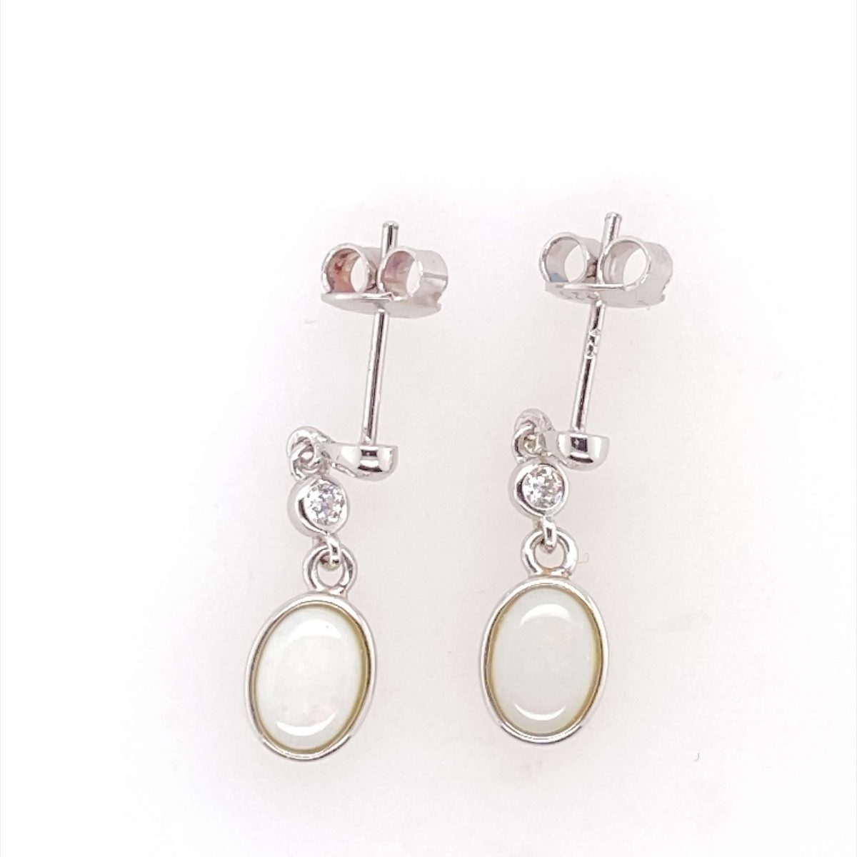 Milky Way  Sterling Silver  Solid White Opal Earring 370 - Image 6
