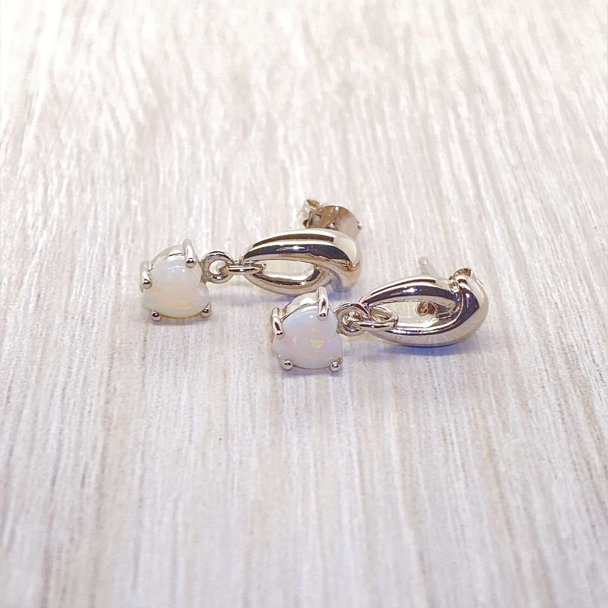 Delicate Love - Sterling Silver Solid White Opal Earring 018 - Image 3