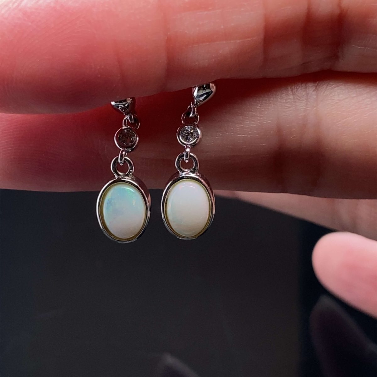 Milky Way - Sterling Silver Solid White Opal Earring 370b - Image 11