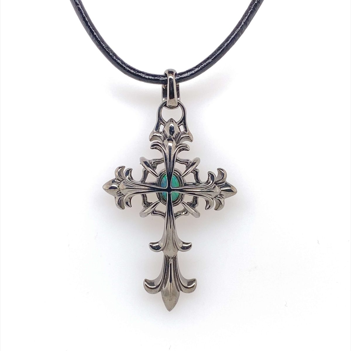 Silver Solid  Black Rhodium Black Opal Necklace 2 - Image 9