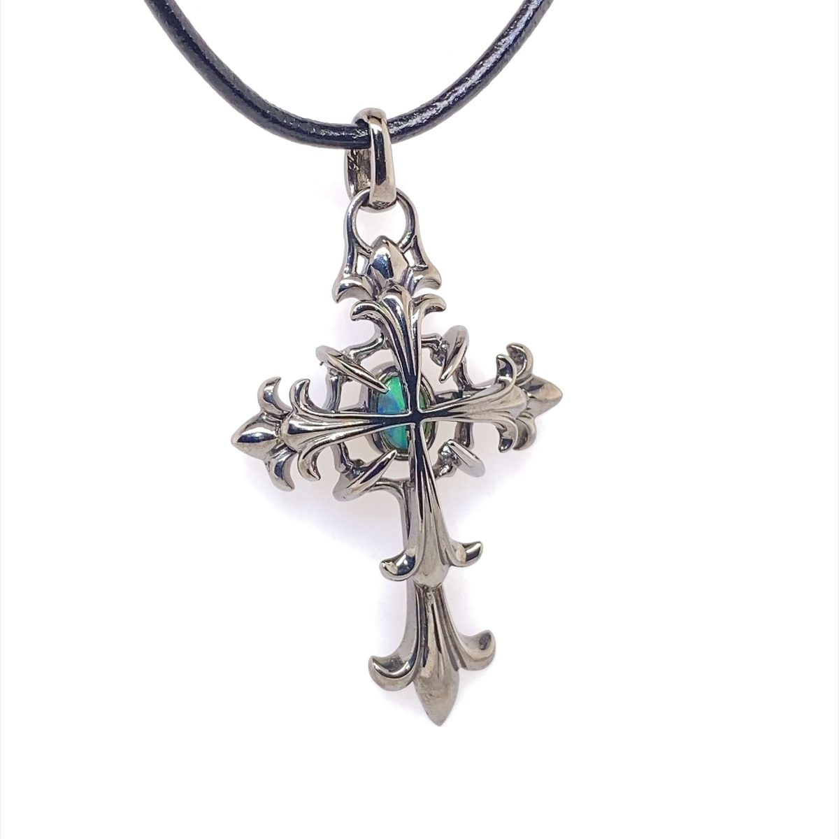 Silver Solid  Black Rhodium Black Opal Necklace 2 - Image 5
