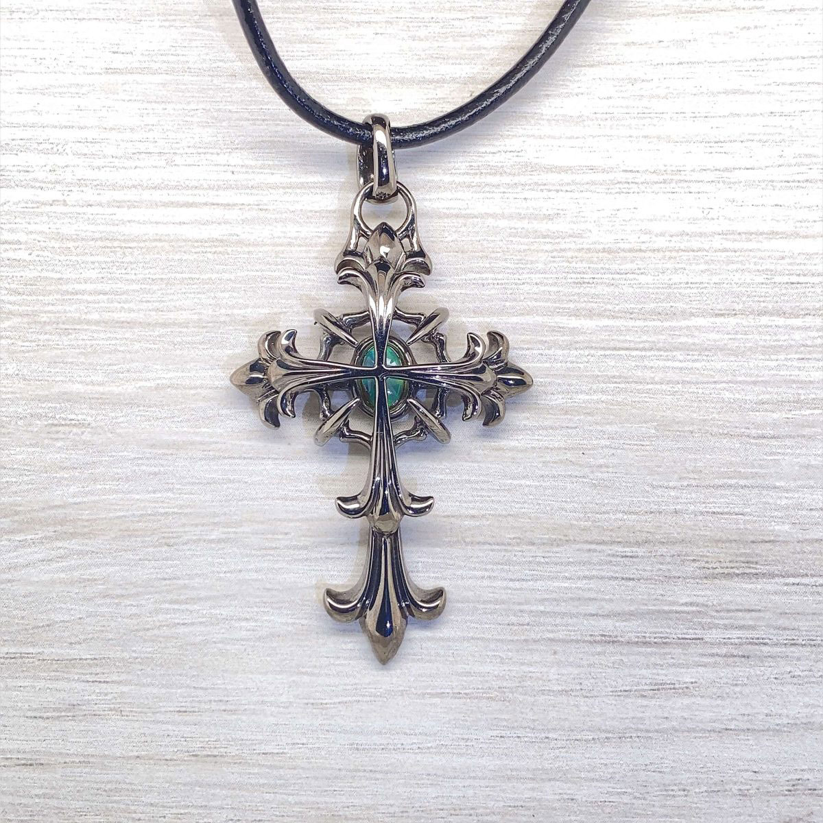 Silver Solid  Black Rhodium Black Opal Necklace 2 - Image 7