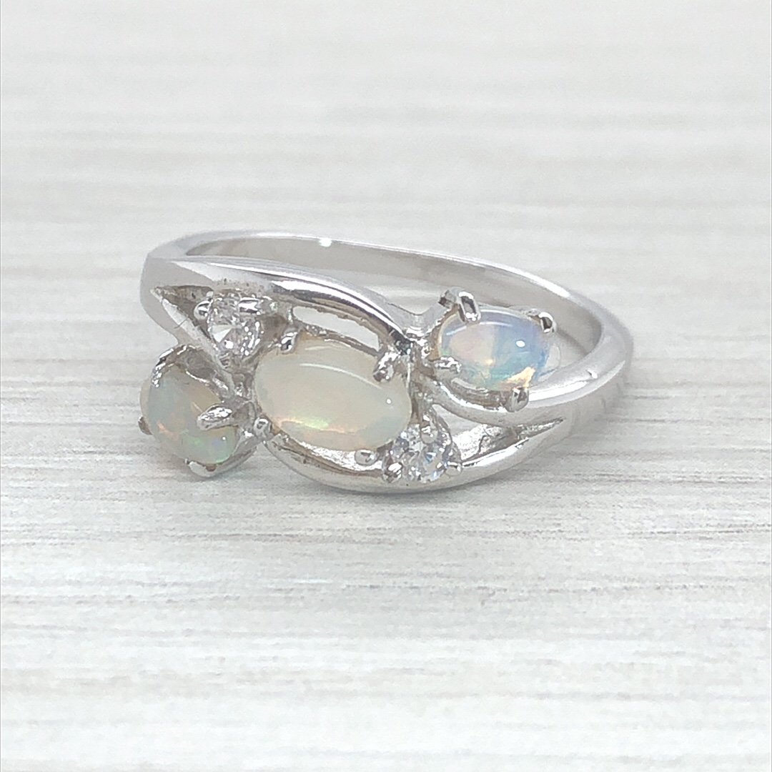 Silver Solid White Opal  Ring  045 - Image 5