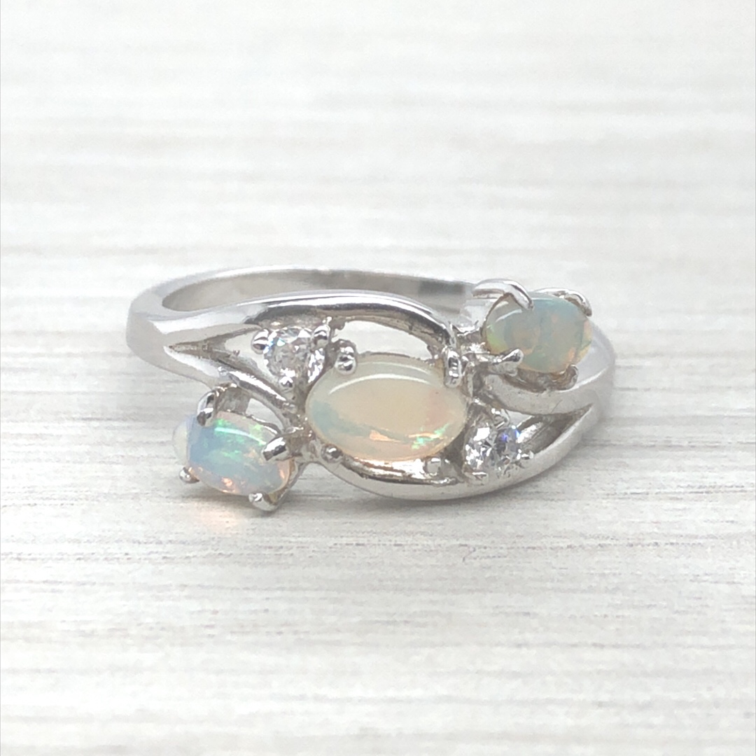 Silver Solid White Opal  Ring  045 - Image 9
