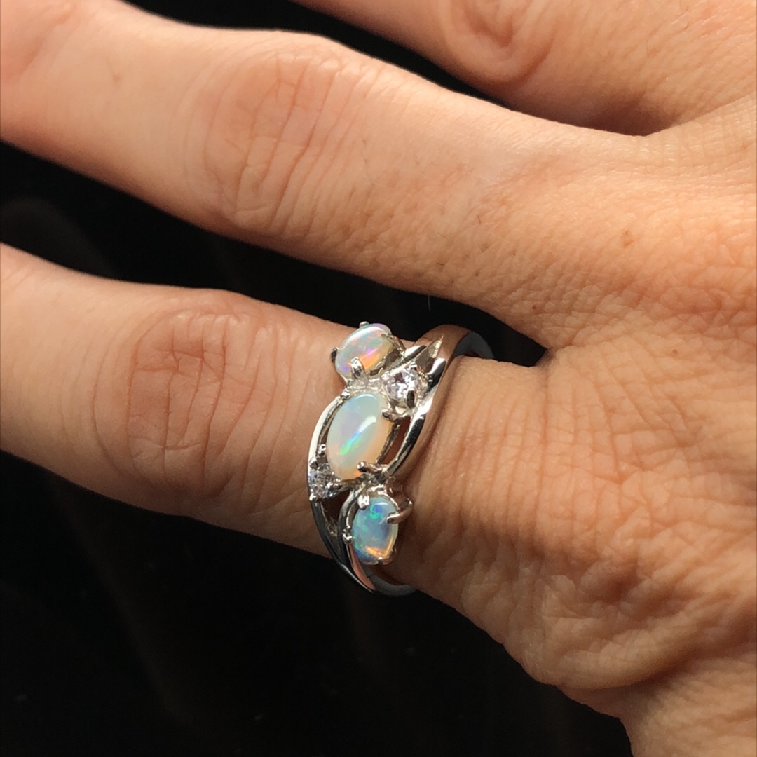 Silver Solid White Opal  Ring  045 - Image 12
