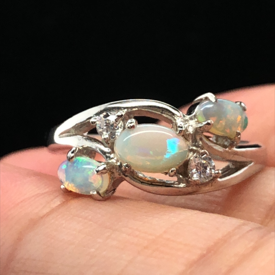 Silver Solid White Opal  Ring  045 - Image 8